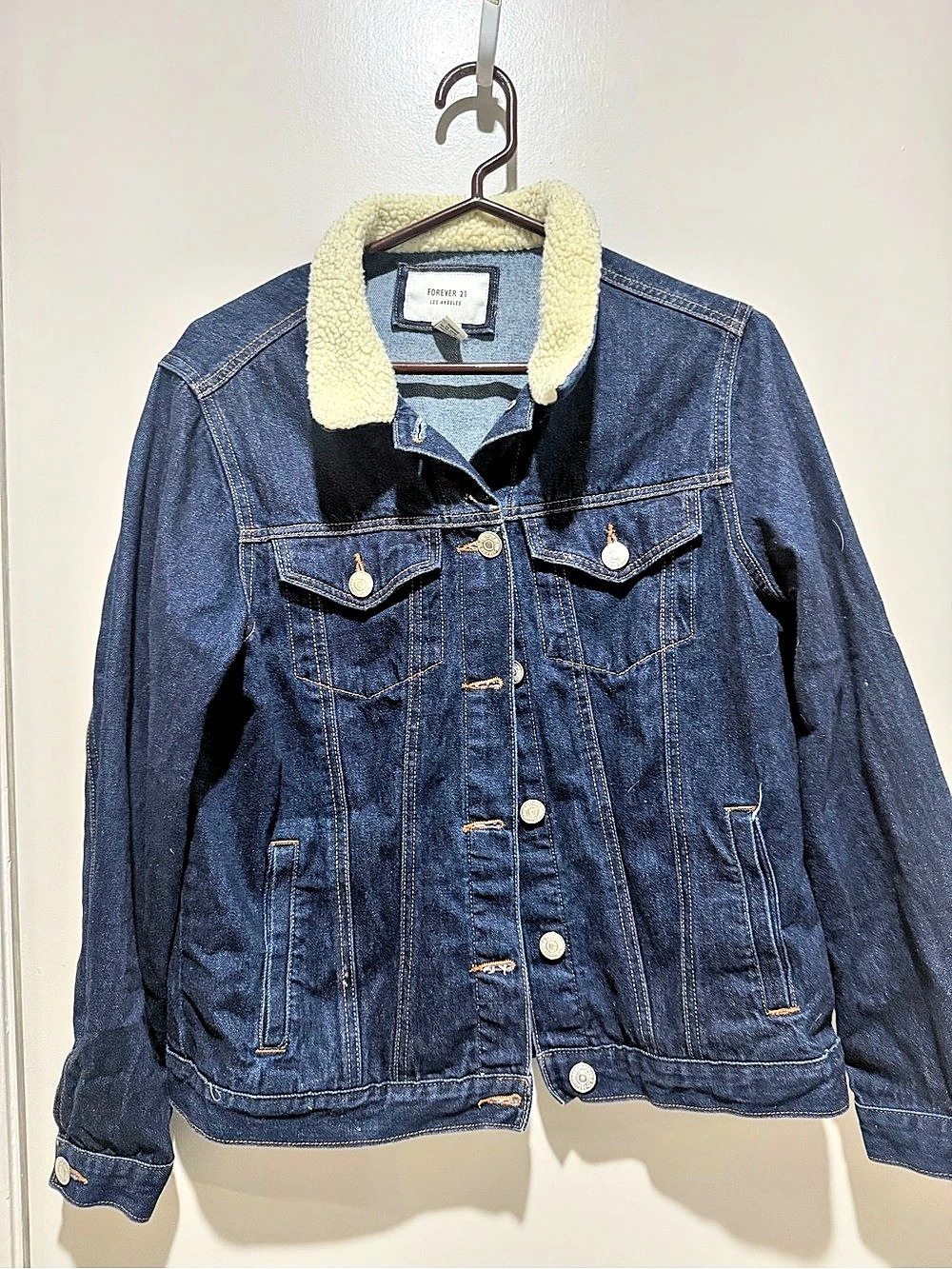 Forever 21 Sherpa Collar Denim Jacket